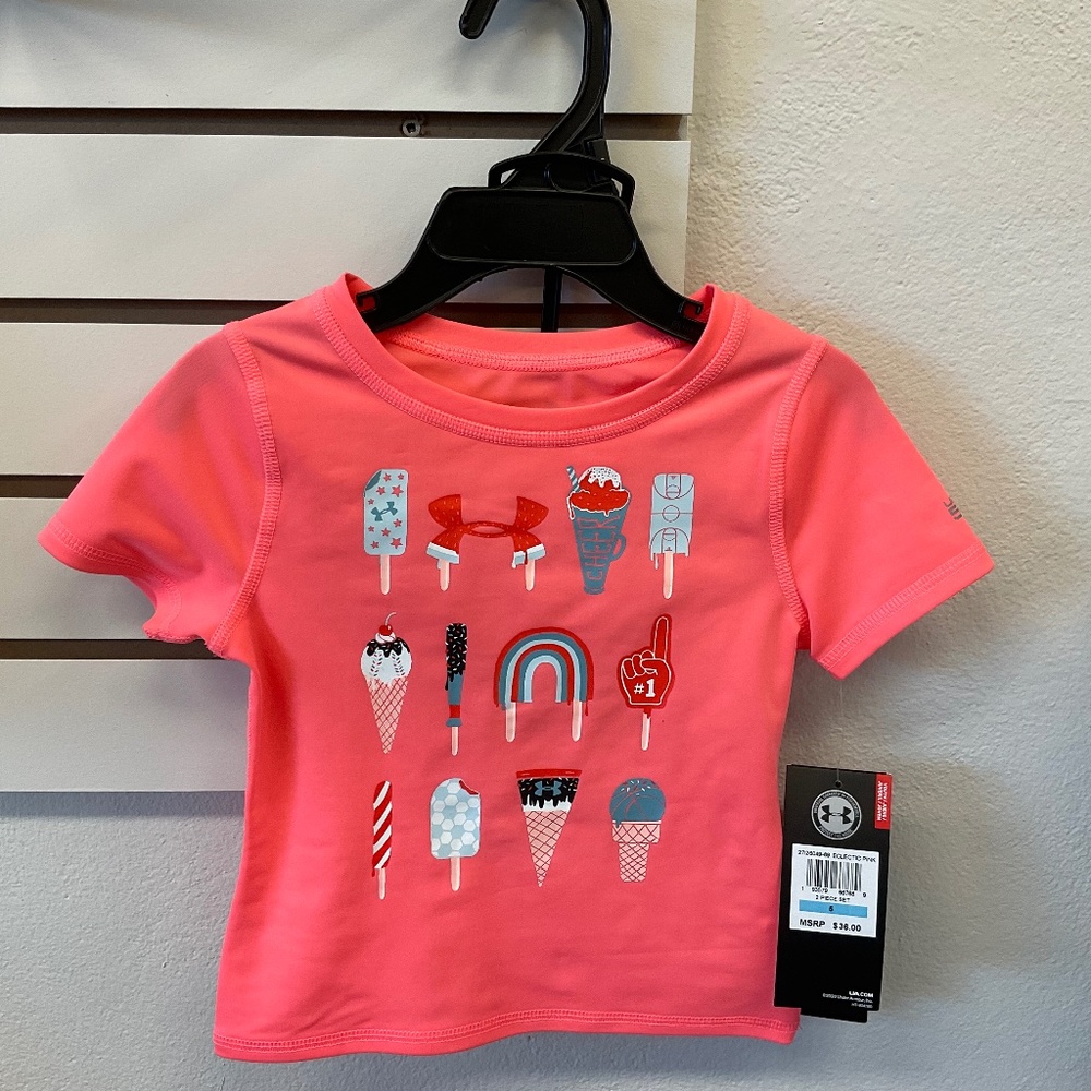 NWT UNDER ARMOUR 2PC SET RASHGUARD ECLECTIC PINK